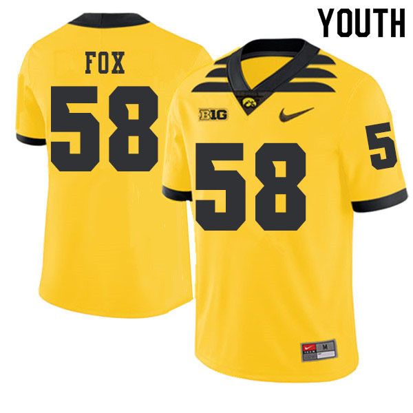 2019 Youth #58 Taylor Fox Iowa Hawkeyes College Football Alternate Jerseys Sale-Gold